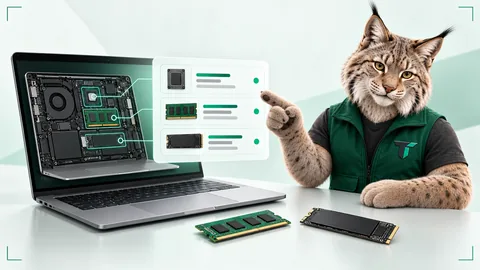 Ноутбук, оперативная память и SSD для определения характеристик